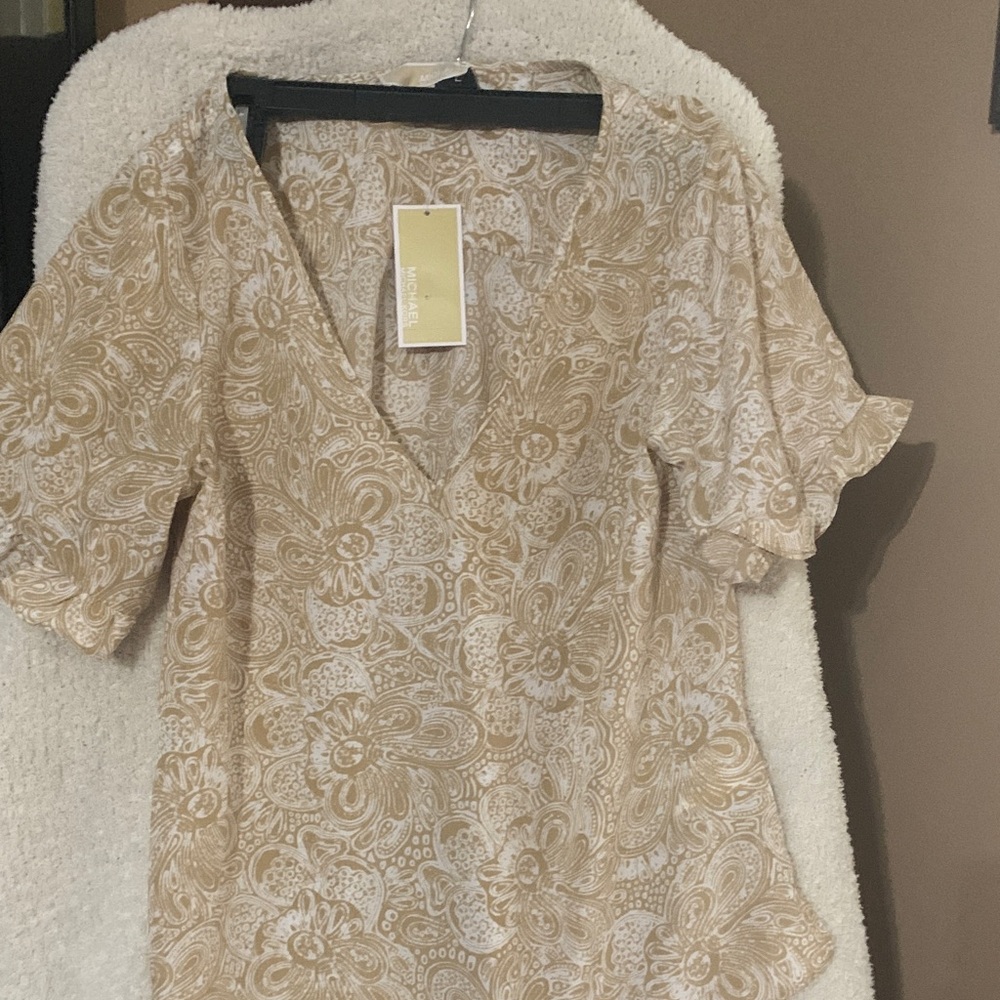 Michael Kors Beige Floral Blouse